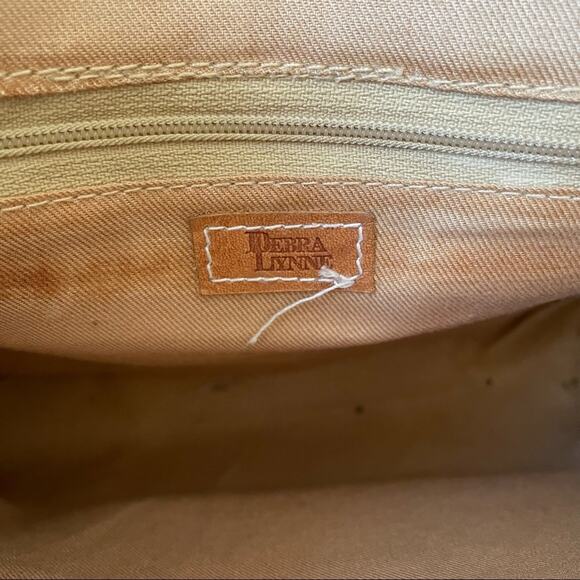 Vintage Debra Lynne Tooled Leather Bag Toucan Birds Leaves Tan Brown GUC - Picture 5 of 9